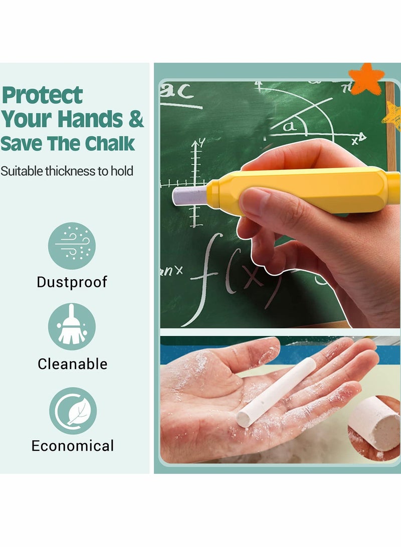 Magnetic Chalk Holder, Adjustable Colorful Reusable Washable Plastic Chalk Holder Set for School Teacher Office (4 Pieces, Yellow, Green, Blue, Red) - Image 2