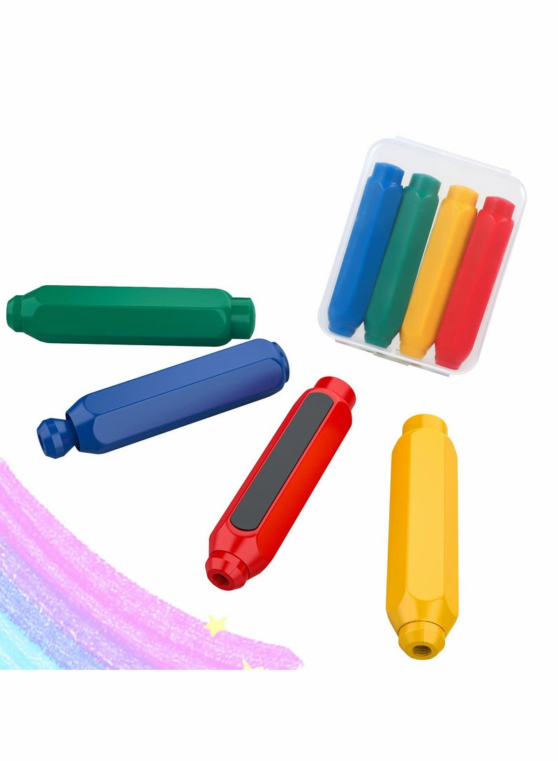 Magnetic Chalk Holder, Adjustable Colorful Reusable Washable Plastic Chalk Holder Set for School Teacher Office (4 Pieces, Yellow, Green, Blue, Red) - Image 1