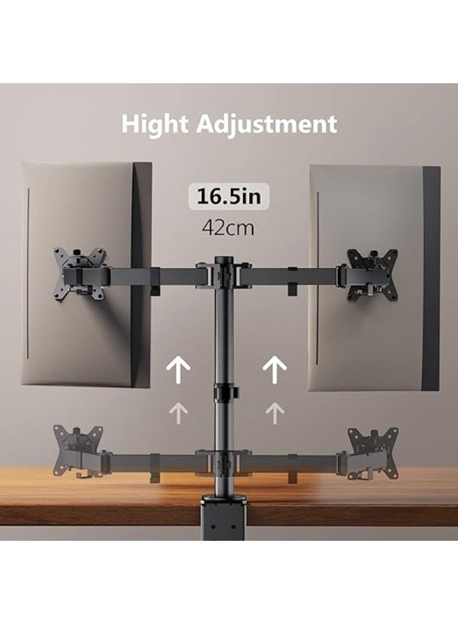 Airgear Dual Monitor Desk Mount for 13–32 Inch Screens, Adjustable Dual Monitor Arm with Tilt ±45°, 180° Swivel, 360° Rotation, VESA 75x75 & 100x100mm - Image 1