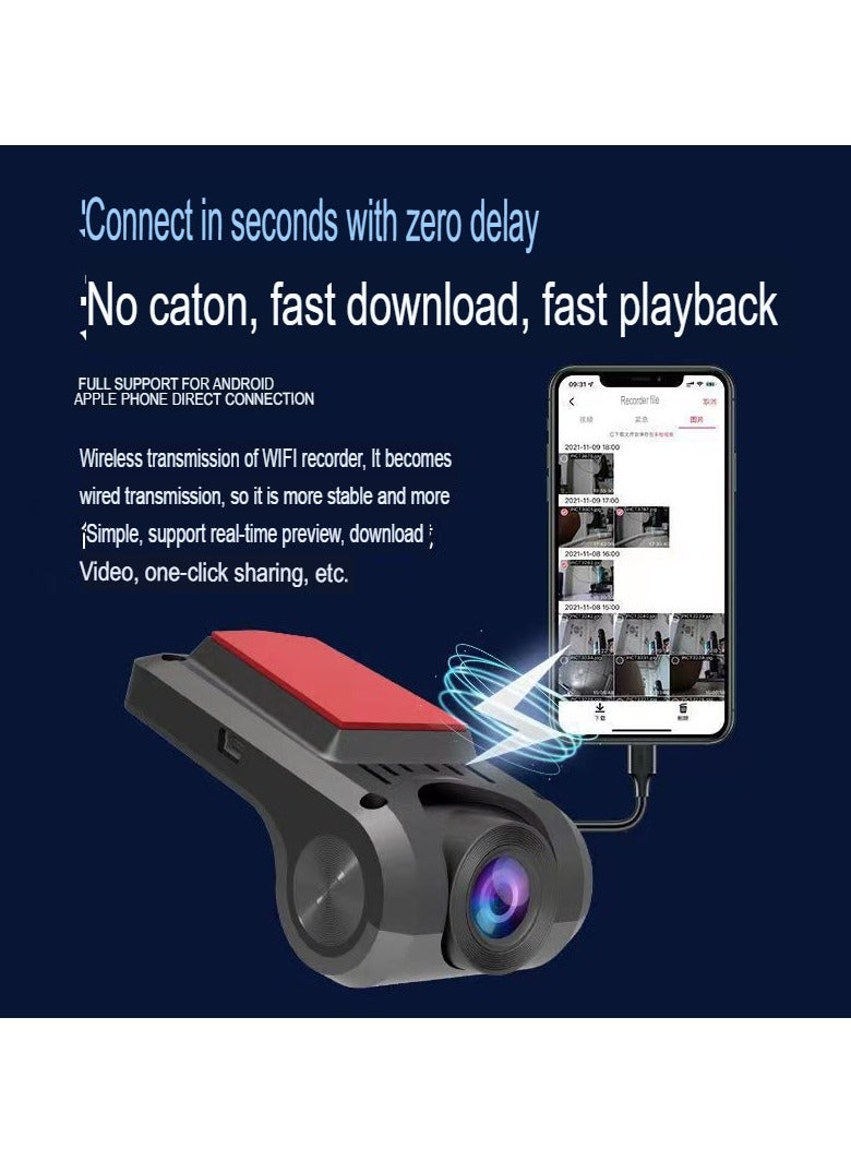 AROAQ HD Driving Recorder, 1080p Car DVR USB Car Dashcam, Driving Recorder Wide Angle 24 Hours Parking Surveillance, USB Cable Mobile Phone Interconnection Single Lens (Alloy Ultra High Definition Version) - Image 2