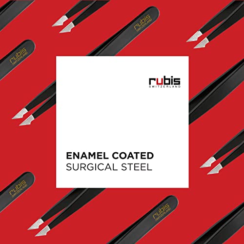 Rubis Evolution Stainless Steel Tweezers, Combined Pointed/Slanted Tips for Precise Eyebrows and Hair Removal, 1K904, Black,Rubis Switzerland Swiss Made World Renowned Precision - Image 3