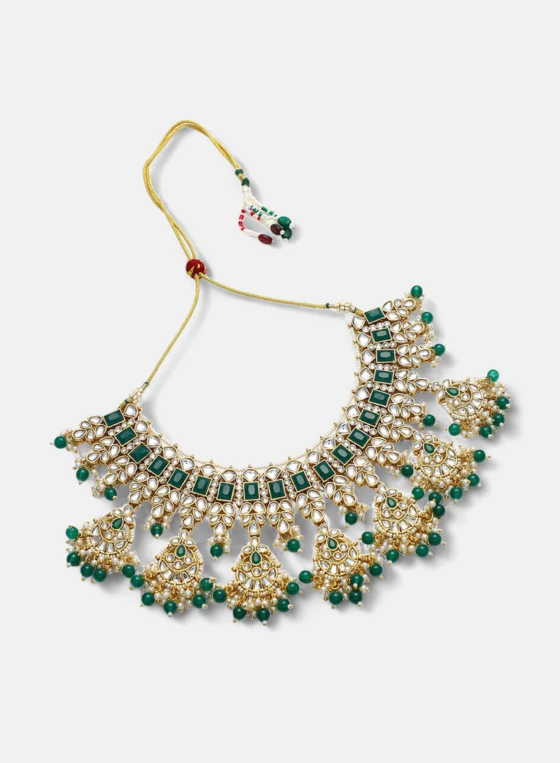 SOHI Stone-Studded & Beaded Artificial Jewellery Set