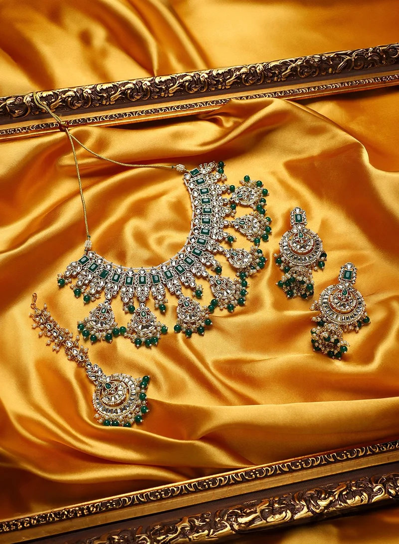 SOHI Stone-Studded & Beaded Artificial Jewellery Set