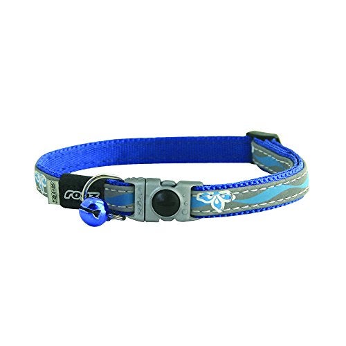 Rogz Reflective Cat Collar with Breakaway Clip and Removable Bell, fully adjustable to fit most breeds, Blue Floral Design - Image 3
