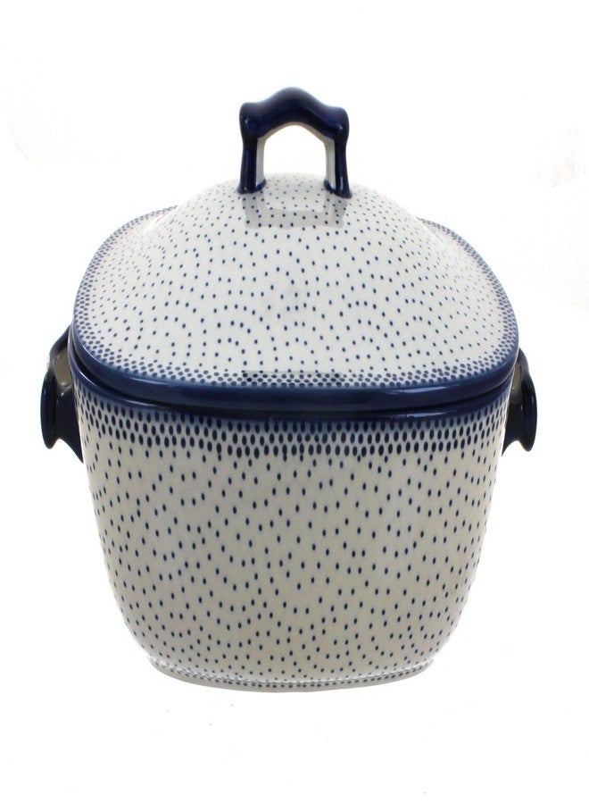 Blue Rose Pottery Blue Rose Polish Pottery Small Dots Roaster with Lid - Image 1
