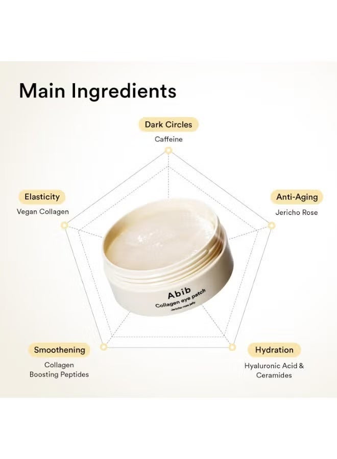 ابيب لصقات كولاجين للعينين بجل الورد من جيريكو، 90 غرام/60 لصقة (30 زوجًا)، لصقات كورية للعينين لعلاج انتفاخ العينين والهالات السوداء، مضادة للتجاعيد، كولاجين - Image 2