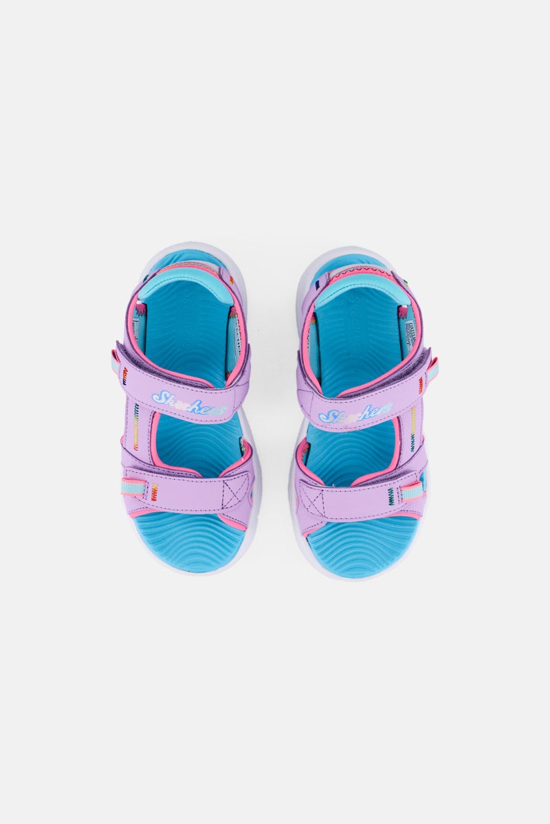 SKECHERS Kids Girl Flex Splash Vibrant Mood Velcro Closure Sandals, Lavender - Image 3