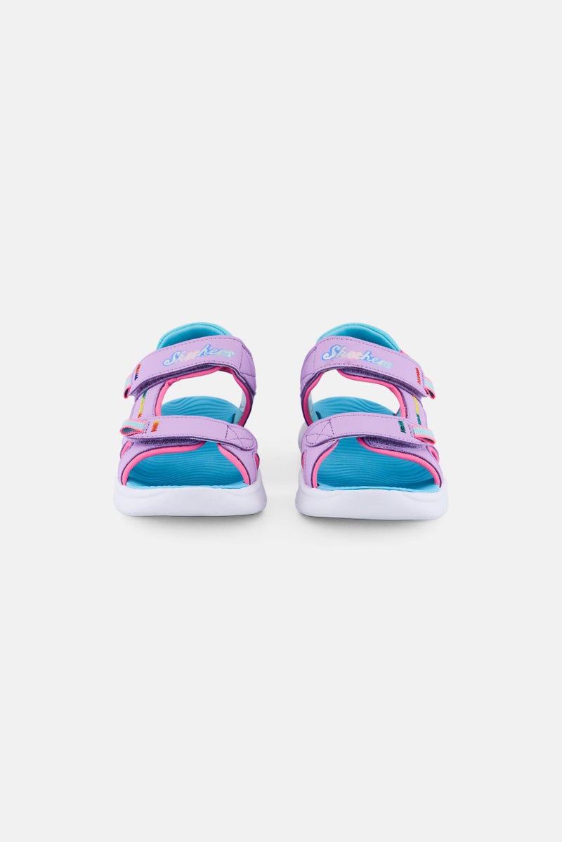 SKECHERS Kids Girl Flex Splash Vibrant Mood Velcro Closure Sandals, Lavender - Image 2