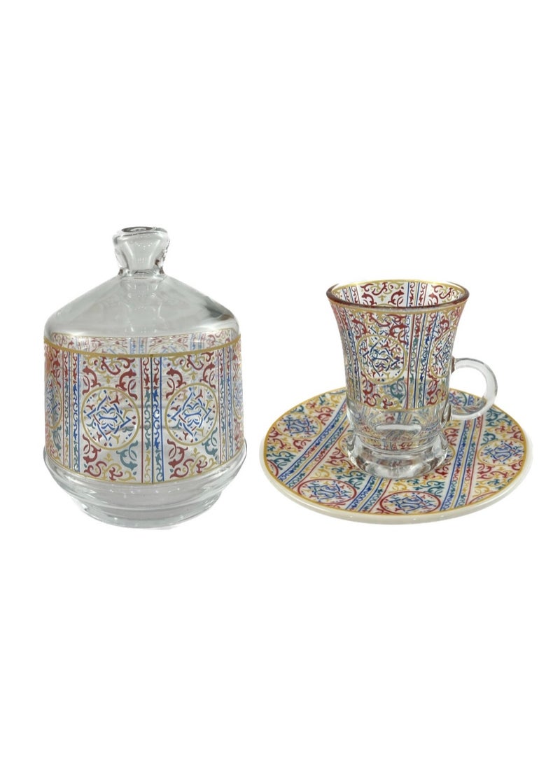 Homemaker 20-Piece Tea Set – Porcelain Coffee Cups & Tea Saucers, Glass Tea Glasses & Sugar Bowl – Elegant Tea and Coffee Set for Any Occasion - Image 3