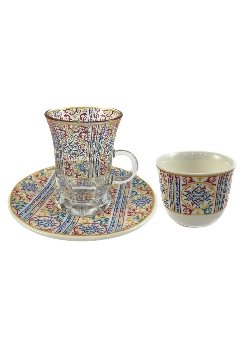 Homemaker 20-Piece Tea Set – Porcelain Coffee Cups & Tea Saucers, Glass Tea Glasses & Sugar Bowl – Elegant Tea and Coffee Set for Any Occasion - Image 1