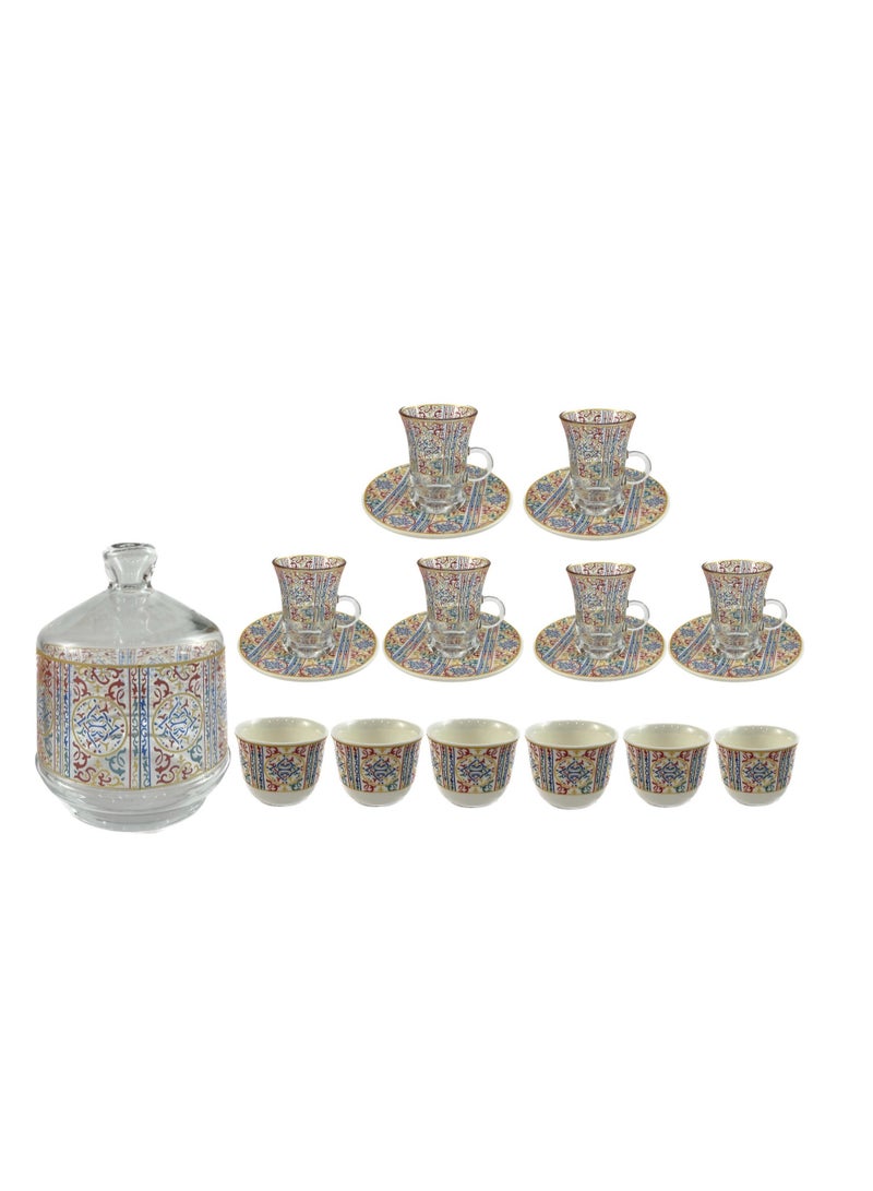 Homemaker 20-Piece Tea Set – Porcelain Coffee Cups & Tea Saucers, Glass Tea Glasses & Sugar Bowl – Elegant Tea and Coffee Set for Any Occasion - Image 4