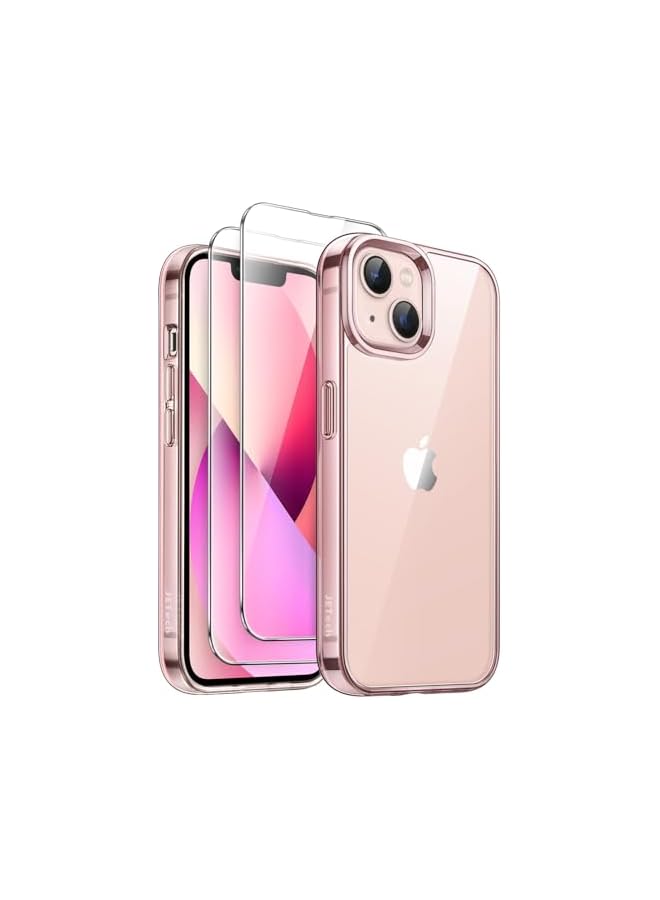 JETech 3 in 1 Case for iPhone 13 6.1-Inch with 2 Pack Tempered Glass Screen Protectors, Non-Yellowing Shockproof Bumper Phone Cover (Pink) - Image 1