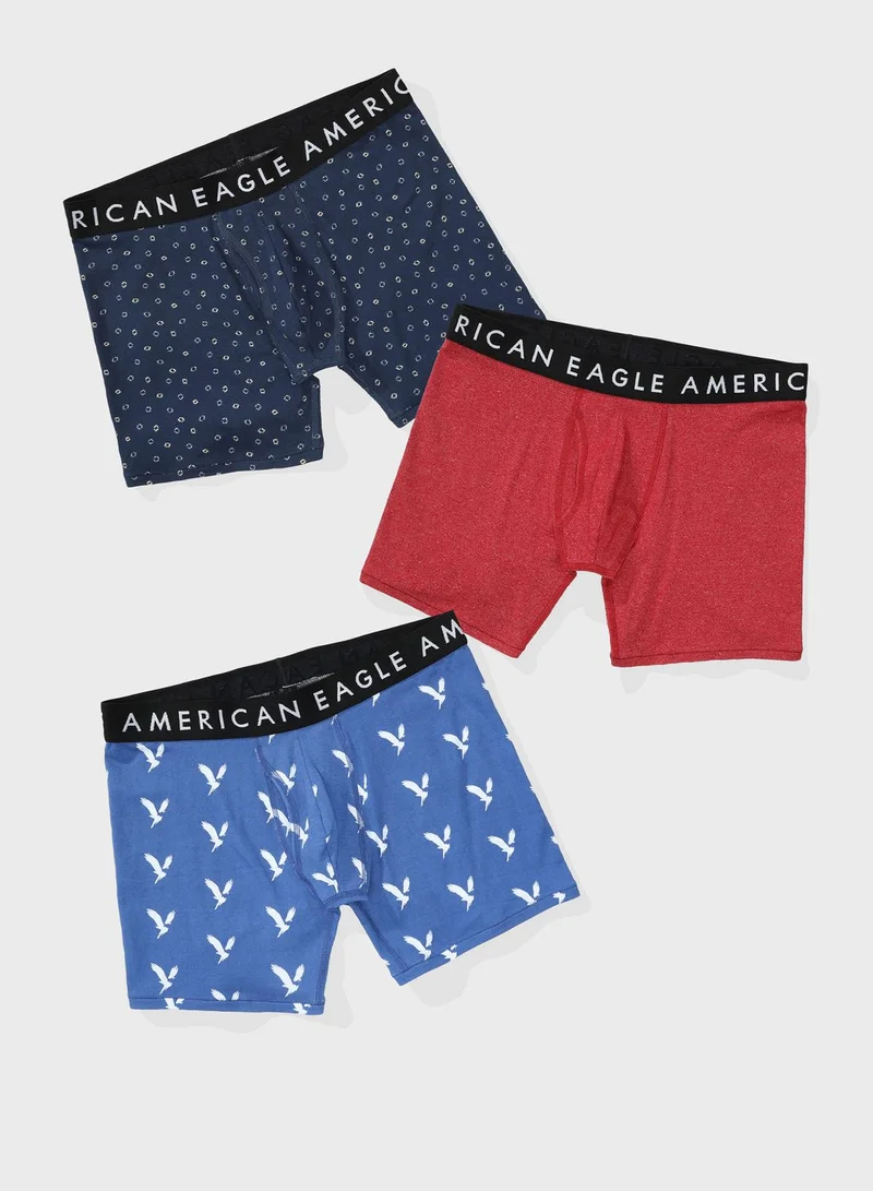 American Eagle 3 Pack Logo Band Trunks