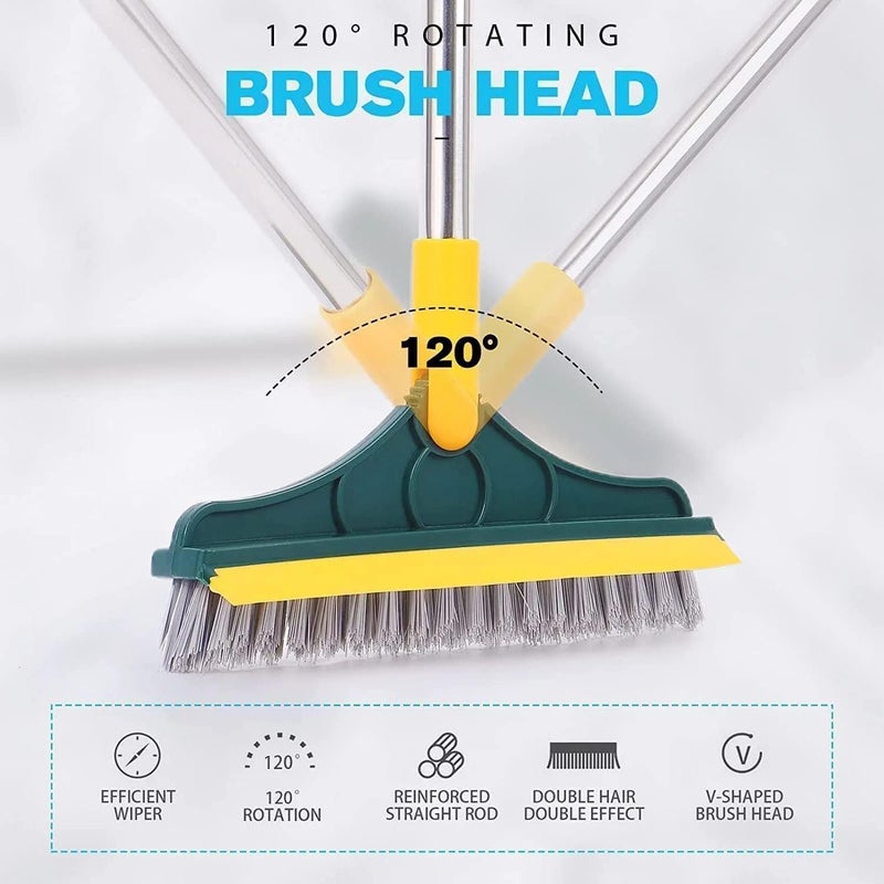Bonsenkitchen 2-in-1 Bathroom Cleaning Brush with Wiper - Long Handle 180° Rotate Toilet Brush, Tiles Cleaning, Floor Scrub for Kitchen and Bathroom Accessories (2 in 1 Cleaning) - Image 1