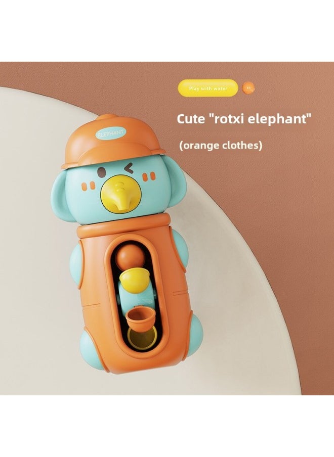 Generic - Baby Bath Toy Children's Water Play Crab Swimming Baby Children's Water Play Little Duck Little Turtle Coil Toy-Color:Cute Runny Elephant In The Water [orange Clothes Style] Bagged - Image 1