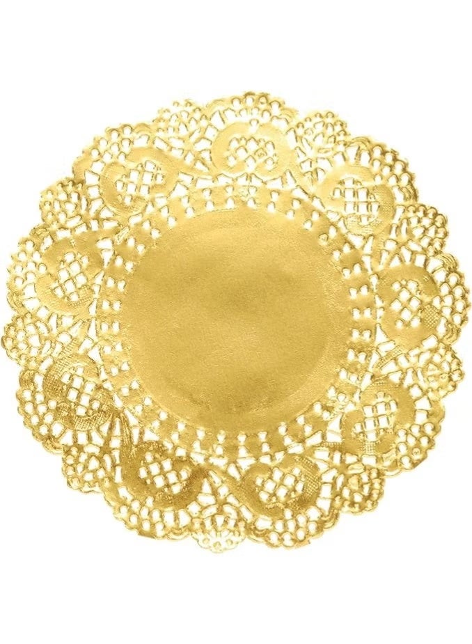Green Tiger Gold Round Paper Doilies 12 Pcs – 10 Inch Lace Decorative Paper - Image 1