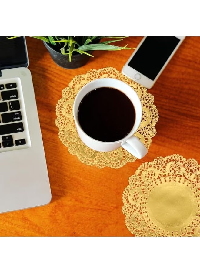 Green Tiger Gold Round Paper Doilies 12 Pcs – 10 Inch Lace Decorative Paper - Image 3