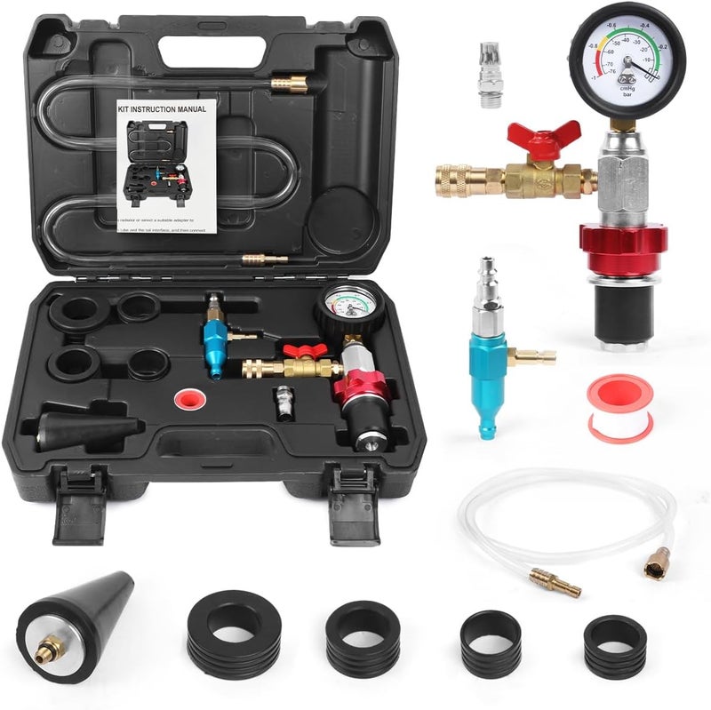 OURANTOOLS Coolant Vacuum Refill Kit Quick Vacuum Coolant Fill Kit with 5 Universal Adapters, Pressure Gauge, 41 in Fill Hose & 2 Quick Connectors for Most Vehicles - Image 1