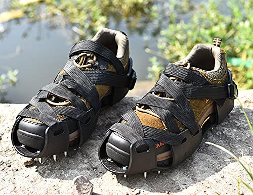 TRINKA Spiked Shoes for Resinous Coatings, Epoxy Floor, Overlays, Cover Installation, Spiked Screeding Sanda,Ice Crampons, Black - Image 5