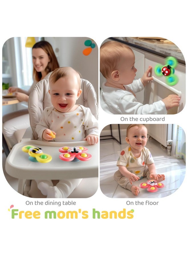 ALASOU ALASOU 3PCS Suction Cup Spinner Toys for 1 Year Old Boy Girl|Spinning Top Baby Toys 12 18 Months|1 2 Year Old Boy Birthday Gift|Baby Bath Toy for Kids Ages 1-3|Sensory Toy for Toddlers 1-3 - Image 5