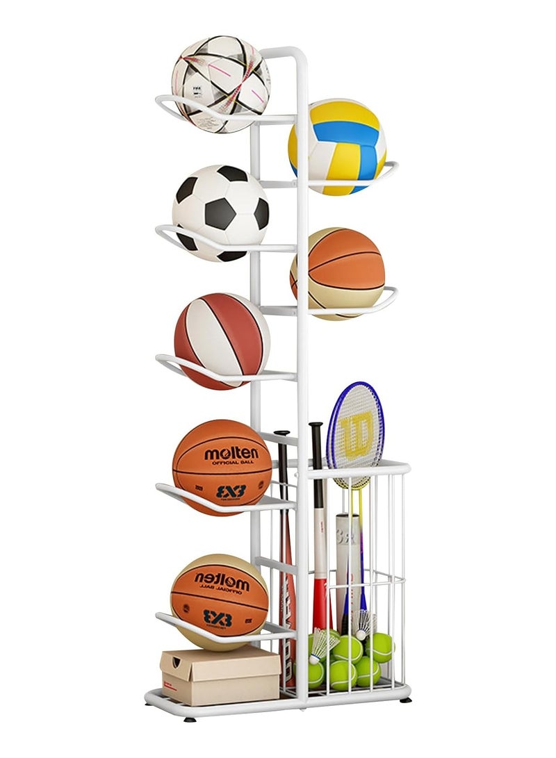 DubaiGallery Ball Rack For Garage, Vertical Standing Metal Sport Ball Holder, Organizer Portable Sports Ball Trolley, Multi-process Painting, Stable Color, Wear-resistant And Anti-rust - Image 1