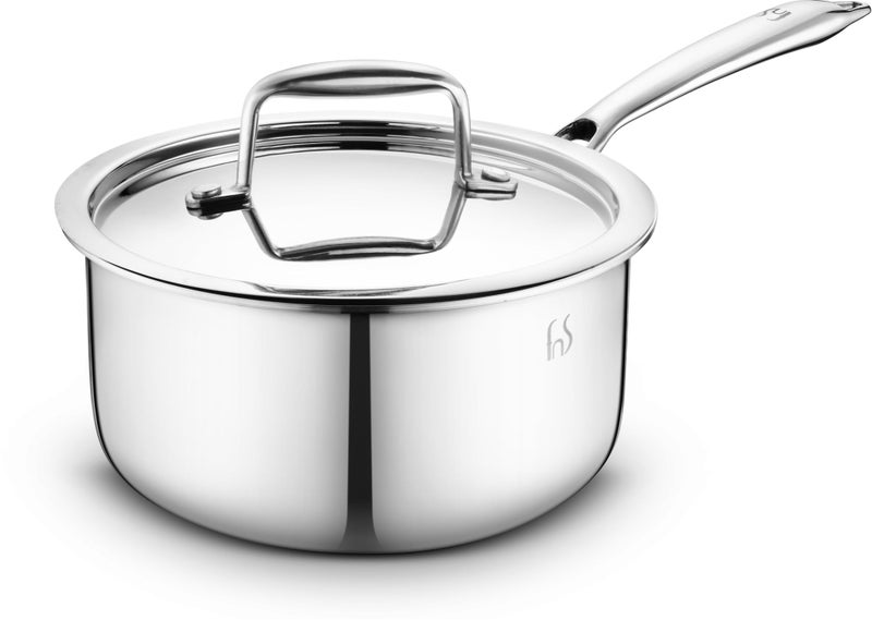 FNS NuChef 16 cm Triply Stainless Steel Sauce pan with Stay-Cool Handles | Even Heat Distribution, Durable & Rust-Free Cookware - Image 1