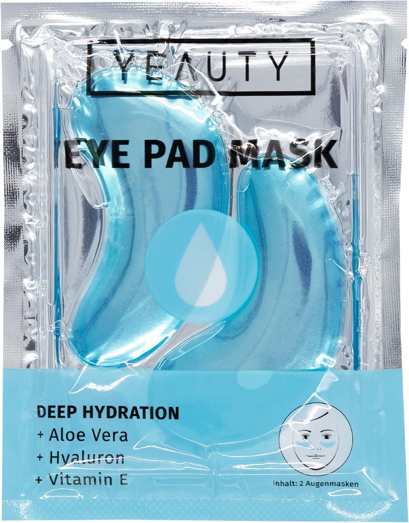 YEAUTY Deep hydration eye pad mask, moisturising eye pads with aloe vera, hyaluronic and vitamin E against dry and chapped skin, for an optimally moisturised eye area, 1 x 2 pieces - Image 1