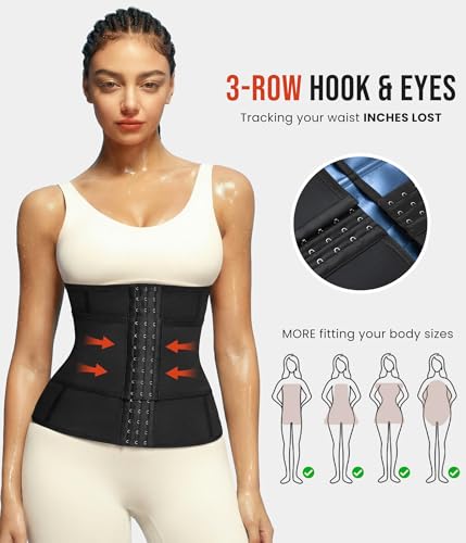 Junlan Waist Trainer for Women Belly Fat Sweat Band Cincher Waist Trimmer Tummy Sweat Belt Stomach Wrap Sauna Suit Binder Corset, Black XL - Image 5