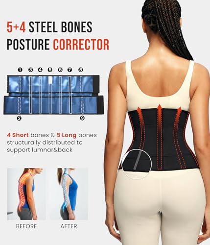 Junlan Waist Trainer for Women Belly Fat Sweat Band Cincher Waist Trimmer Tummy Sweat Belt Stomach Wrap Sauna Suit Binder Corset, Black XL - Image 4