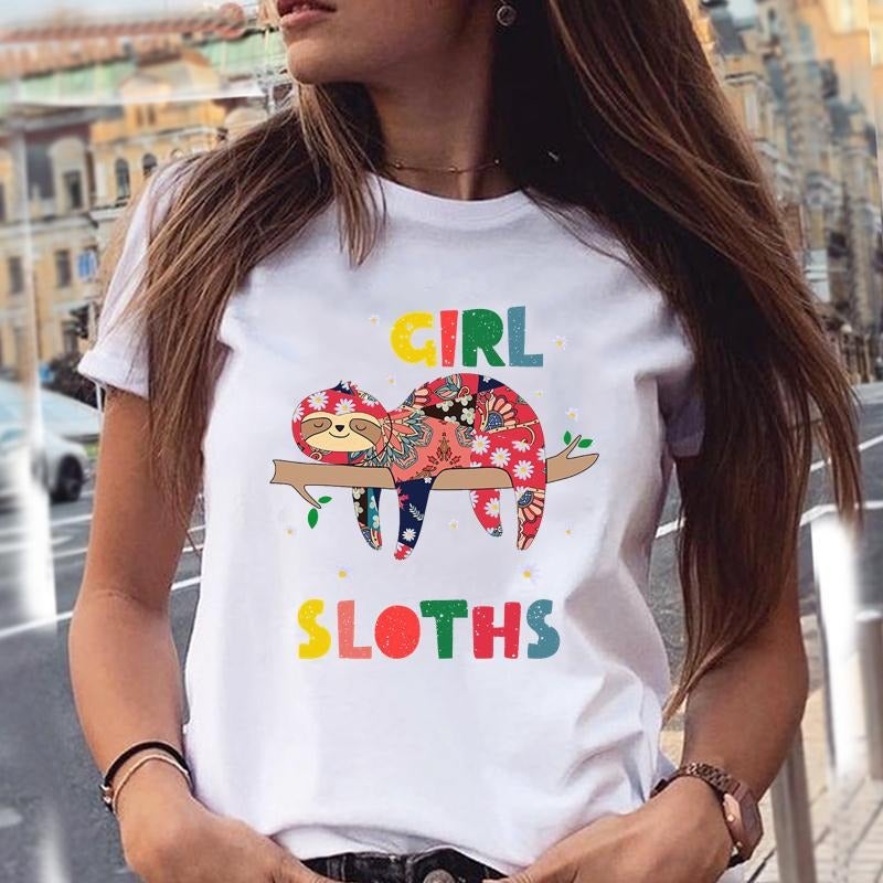 Foreign Trade European Size Summer Women's T-Shirt Funny Graphic Print Women's Fashion Print Top Short Sleeve - Image 1