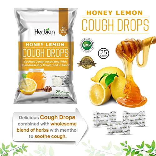 HERBION Naturals Cough Drops, Dietary Supplement, Soothes Cough, for Adults and Children Over 6 Years, No Artificial Flavor, No Added Color, 25 Count (Pack of 1), Honey Lemon - Image 4