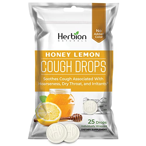 HERBION Naturals Cough Drops, Dietary Supplement, Soothes Cough, for Adults and Children Over 6 Years, No Artificial Flavor, No Added Color, 25 Count (Pack of 1), Honey Lemon - Image 1