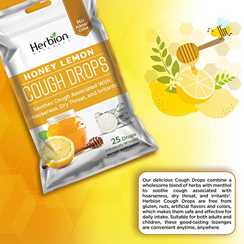 HERBION Naturals Cough Drops, Dietary Supplement, Soothes Cough, for Adults and Children Over 6 Years, No Artificial Flavor, No Added Color, 25 Count (Pack of 1), Honey Lemon - Image 5