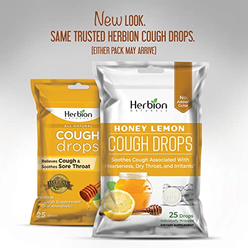 HERBION Naturals Cough Drops, Dietary Supplement, Soothes Cough, for Adults and Children Over 6 Years, No Artificial Flavor, No Added Color, 25 Count (Pack of 1), Honey Lemon - Image 2