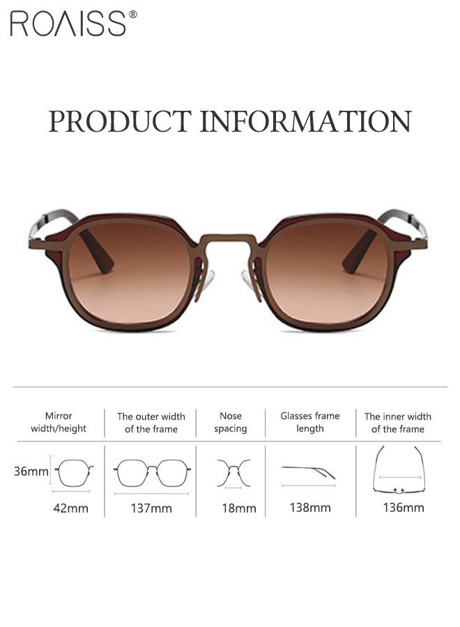 رويس نظارات شمسية دائرية نسائية، حماية من الأشعة فوق البنفسجية UV400، أذرع أنيقة، نظارات شمسية عصرية مضادة للوهج للنساء مع حافظة نظارات، 42 مم، بني - Image 3