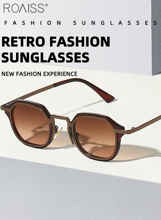 رويس نظارات شمسية دائرية نسائية، حماية من الأشعة فوق البنفسجية UV400، أذرع أنيقة، نظارات شمسية عصرية مضادة للوهج للنساء مع حافظة نظارات، 42 مم، بني - Image 5