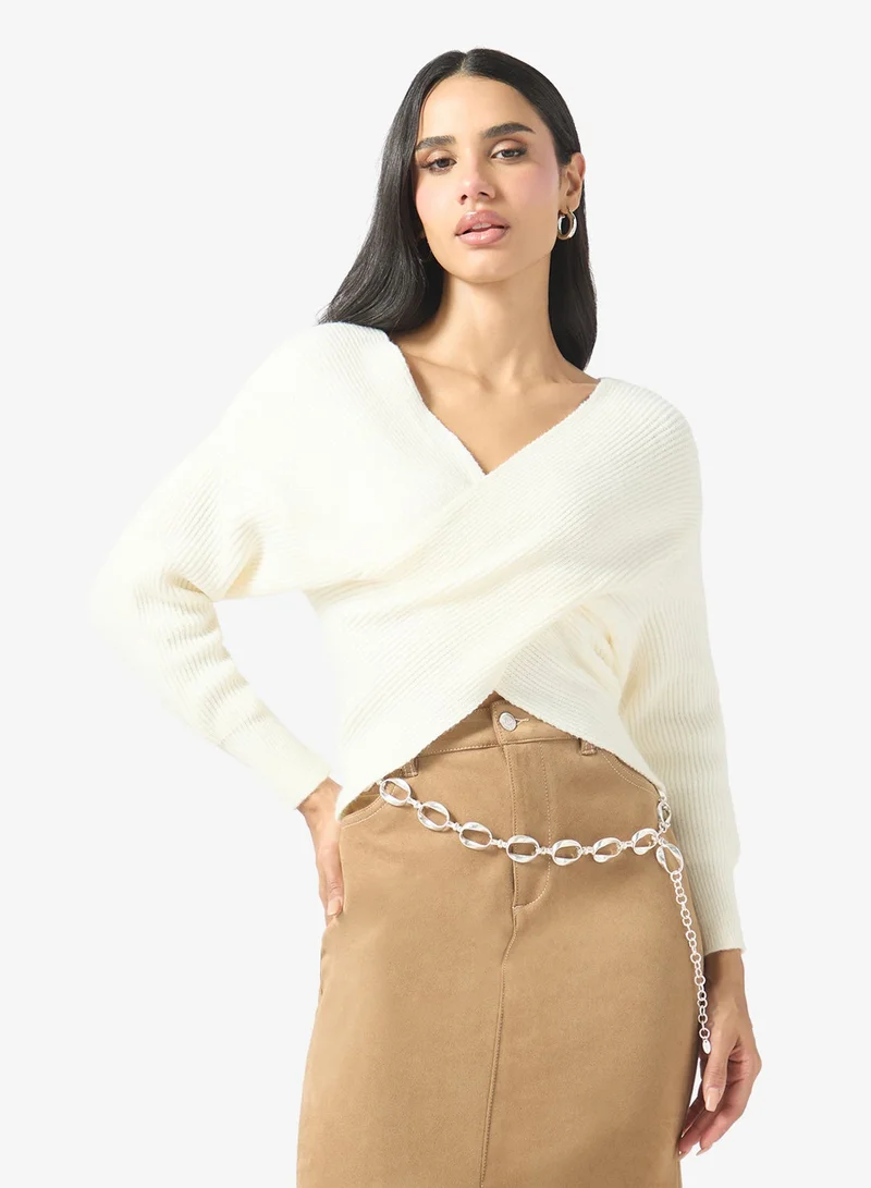 Ginger Off Shoulder Wrap Around Overlay Sweater