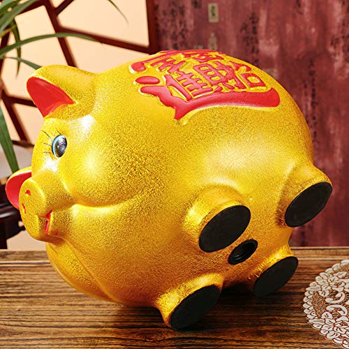 thefancypumpkin 6" Gold Pig Lucky Porcelain Fortune Pig JOOSUP Money Box Piggy Bank - Image 4