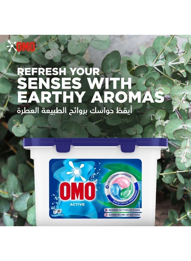 أومو كبسولات غسيل الملابس OMO Active 3 في 1 برائحة الأوكالبتوس المنعشة، 15 كبسولة - Image 4