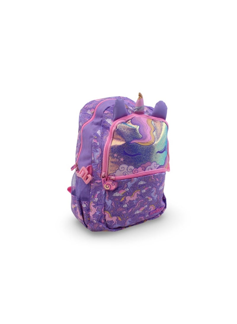 سميجل حقيبة ظهر Smiggle بتصميم وحيد القرن، مقاس 17 بوصة – بنفسجي ووردي - Image 1
