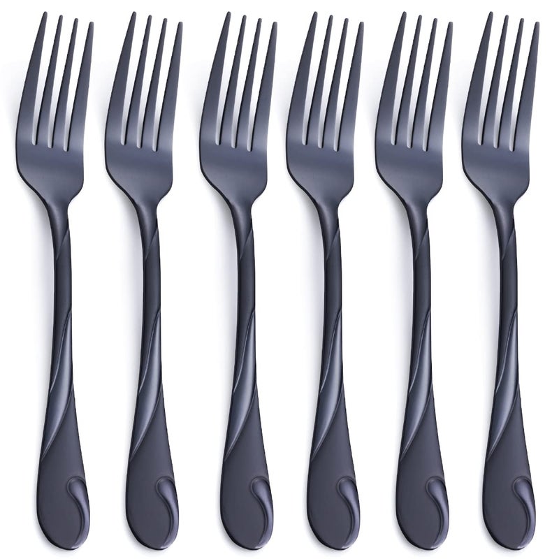 Black Dinner Fork Set Seeshine 78inch Stainless Steel Shiny Black Metal Table Fork Silverware Set of 6