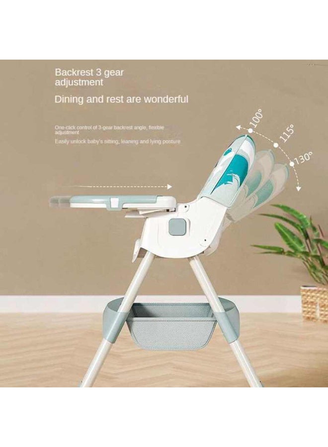 MiniMe Adjustable Baby High Chair 6-in-1 with Wheels | Multi-Angle Recline Backrest | Ergonomic Lumbar Support Baby Feeding Chair | Portable Easy Clean Baby Chair | Supports Up to 22 kg | Blue - Image 3