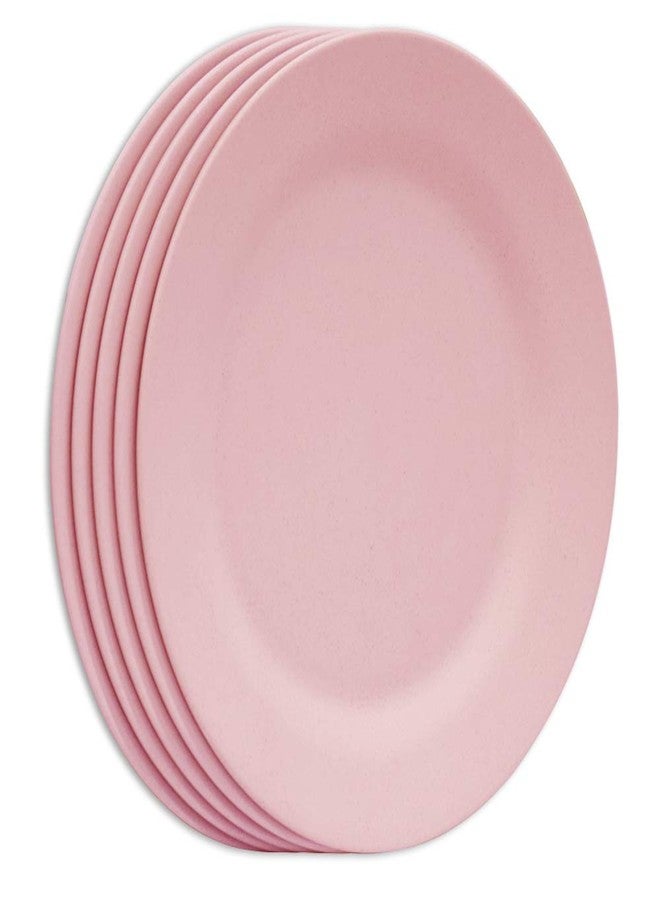 SNOMEL 11 Inch Dinner Plate Set, Extra Large Pasta Plates, Unbreakable Dishes, Lightweight Wheat Straw Salad Dinnerware, Reusable Fiber Dessert Tableware (Pink) - Image 1