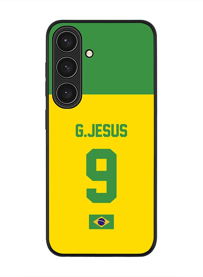 Stylizedd Rugged Black edge case for Samsung Galaxy S24, Slim fit Soft Case Flexible Thin Cover- Football Team-Brazil, Player Name-G.Jesus - Image 1