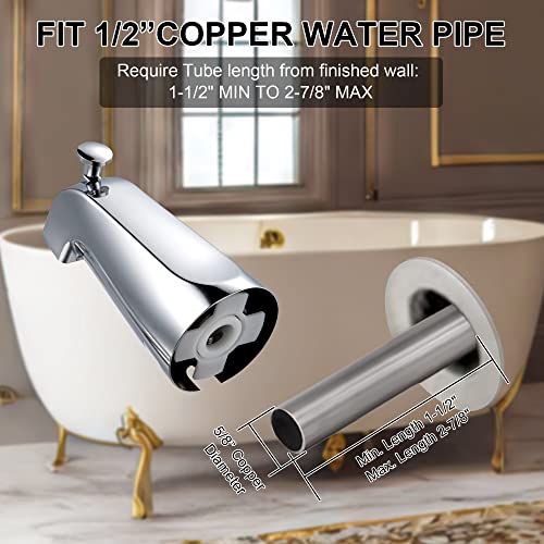 Enhon Slip on Tub Spout with Diverter, Compatible with American Standard 8888026.002 Tub Spout, Bathroom Bathtub Faucet, Fits 1/2 Copper Water Tube(5/8 Dia), 5/32 Hex Wrench(Chrome,2) - Image 4