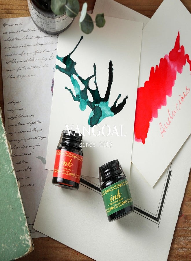 VANGOAL 6 Colors Ink Set, 6 Bottles Writing/Drawing Ink Black,Blue,Purple,Orange,Red Green Ink for Fountain Pen, Glass Pen, Calligraphy Dipping Pen, Feather Pen, Quill Pen, Witch Pen - Image 4