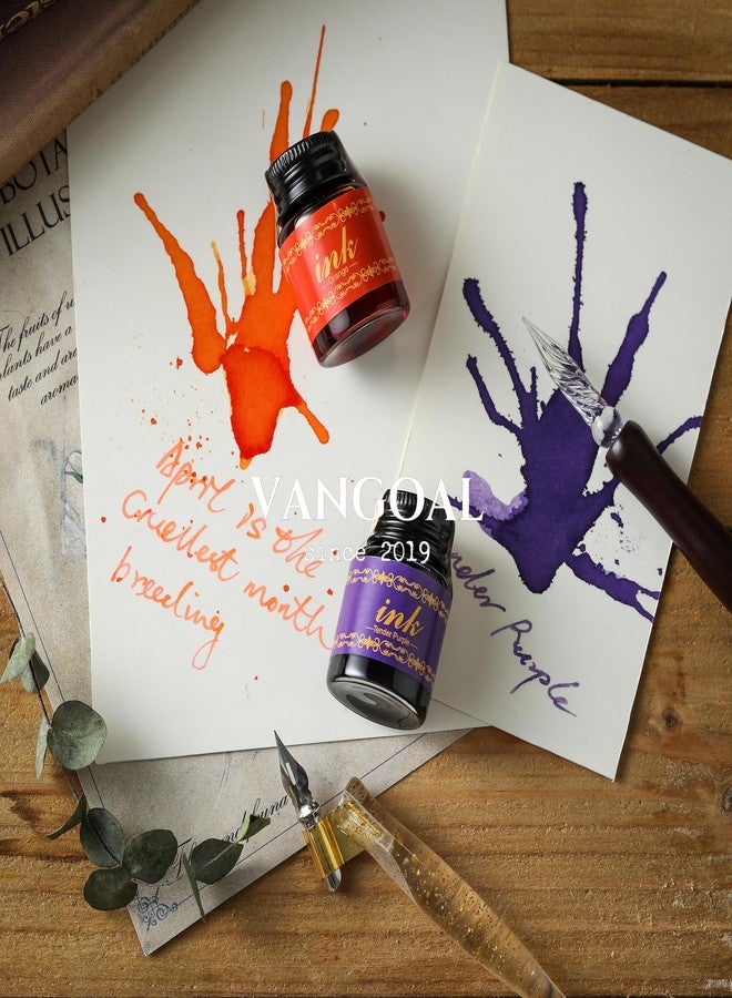 VANGOAL 6 Colors Ink Set, 6 Bottles Writing/Drawing Ink Black,Blue,Purple,Orange,Red Green Ink for Fountain Pen, Glass Pen, Calligraphy Dipping Pen, Feather Pen, Quill Pen, Witch Pen - Image 3
