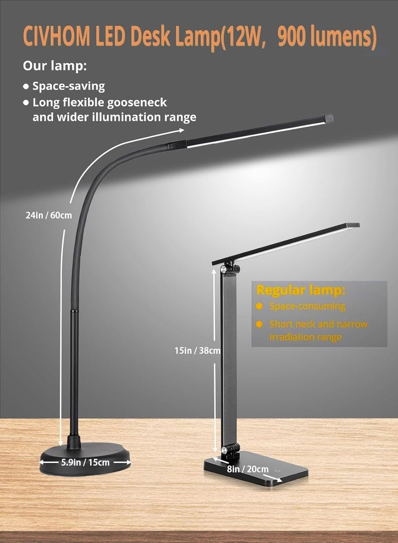 Arabest Desk Lamp, Swing Arm Architect Task Lamp with Long Flexible Gooseneck, 3 Color Modes, and USB Adapter, Dimmable Desk Light for Home/Office/Drafting/Reading/Piano - Image 5