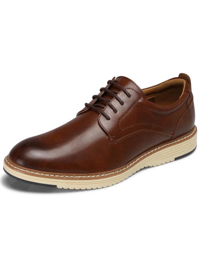HVENSTEAD Men's Oxfords Dress Shoes: Casual Business Men Derby Shoe Formal Plain Toe Oxford, Tan, 11 - Image 1
