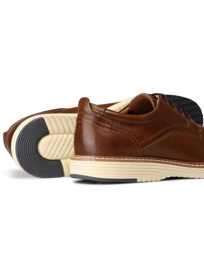 HVENSTEAD Men's Oxfords Dress Shoes: Casual Business Men Derby Shoe Formal Plain Toe Oxford, Tan, 11 - Image 5
